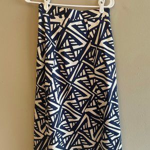 NWT Navy and White Cremieux Midi Skirt Size 4
